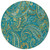 8' Round Teal Round Paisley Washable Non Skid Indoor Outdoor Area Rug