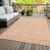 10' X 14' Peach And Ivory Floral Washable Indoor Outdoor Area Rug