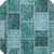 8' Teal Blue Aqua And Charcoal Round Patchwork Washable Indoor Outdoor Area Rug - Teal Blue, Aqua, Charcoal