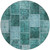 8' Teal Blue Aqua And Charcoal Round Patchwork Washable Indoor Outdoor Area Rug - Teal Blue, Aqua, Charcoal