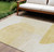 10' X 14' Gold Wheat And Ivory Geometric Washable Indoor Outdoor Area Rug