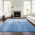 8' X 10' Sky Blue And Navy Blue Nautical Washable Indoor Outdoor Area Rug