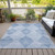 9' X 12' Blue Geometric Washable Non Skid Indoor Outdoor Area Rug