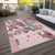 9' X 12' Pink And Gray Abstract Washable Indoor Outdoor Area Rug - Pink, Gray