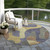 8' Purple And Gold Round Abstract Washable Indoor Outdoor Area Rug