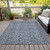 10' X 14' Denim Blue And Navy Blue Floral Washable Indoor Outdoor Area Rug