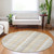 8' Ivory Beige And Tan Round Plaid Washable Indoor Outdoor Area Rug