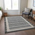 8' X 10' Black And Beige Striped Washable Indoor Outdoor Area Rug