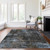 10' X 14' Graphite Charcoal And Silver Abstract Washable Indoor Outdoor Area Rug