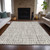 10' X 14' Taupe And Beige Striped Washable Indoor Outdoor Area Rug