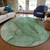 8' Green And Sage Round Abstract Washable Indoor Outdoor Area Rug