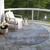 8' Gray And Blue Round Abstract Washable Indoor Outdoor Area Rug