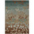 10' X 14' Brown And Teal Blue Floral Washable Indoor Outdoor Area Rug