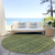 8' Olive Green And Lime Green Round Striped Washable Indoor Outdoor Area Rug