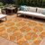9' X 12' Orange And Blue Geometric Washable Indoor Outdoor Area Rug - Orange, Blue