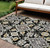 9' X 12' Black Gray And Brown Oriental Washable Indoor Outdoor Area Rug