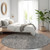 8' Gray Silver And Charcoal Round Floral Washable Indoor Outdoor Area Rug - Gray, Silver, Charcoal