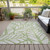 10' X 14' Artichoke Green And Beige Floral Washable Indoor Outdoor Area Rug
