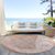 8' Salmon Copper And Ivory Round Abstract Washable Indoor Outdoor Area Rug