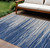 9' X 12' Navy Blue Gray And Ivory Striped Washable Indoor Outdoor Area Rug Transitional Style - Navy Blue, Gray, Ivory Color