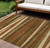 10' X 14' Brown Copper And Beige Striped Washable Indoor Outdoor Area Rug
