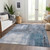 10' X 14' Blue Gray And Ivory Abstract Washable Indoor Outdoor Area Rug - Blue, Gray, Ivory