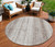 8' Taupe And Ivory Round Striped Washable Indoor Outdoor Area Rug