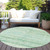 8' Artichoke Green And Beige Round Trellis Washable Indoor Outdoor Area Rug