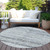 8' Blue And Gray Round Trellis Washable Indoor Outdoor Area Rug