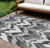 10' X 14' Gray Silver And Charcoal Ikat Washable Indoor Outdoor Area Rug