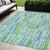 8' X 10' Aqua Teal Blue And Lime Green Abstract Washable Indoor Outdoor Area Rug