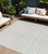 8' X 10' Ivory Striped Washable Indoor Outdoor Area Rug