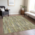 9' X 12' Artichoke Green And Ivory Striped Washable Indoor Outdoor Area Rug
