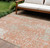 9' X 12' Coral And Ivory Abstract Washable Indoor Outdoor Area Rug - Coral, Ivory