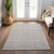 9' X 12' Beige And Ivory Chevron Washable Indoor Outdoor Area Rug