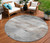 8' Taupe And Gray Round Striped Washable Indoor Outdoor Area Rug