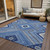 9' X 12' Blue Gray And Ivory Tribal Washable Indoor Outdoor Area Rug