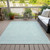10' X 14' Aqua And Ivory Geometric Washable Indoor Outdoor Area Rug