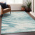 8' X 10' Teal Blue And Ivory Abstract Washable Indoor Outdoor Area Rug - 608219186630