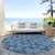 8' Navy Blue And Ivory Round Geometric Washable Indoor Outdoor Area Rug Transitional Style - Navy Blue, Ivory Color