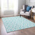 9' X 12' Aqua And Ivory Geometric Washable Indoor Outdoor Area Rug - Aqua, Ivory