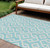 9' X 12' Aqua And Ivory Geometric Washable Indoor Outdoor Area Rug - Aqua, Ivory