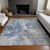 9' X 12' Denim Blue And Linen Abstract Washable Indoor Outdoor Area Rug