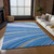 8' X 10' Denim Blue And Sky Blue Abstract Washable Indoor Outdoor Area Rug