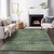 8' X 10' Olive Green And Gray Striped Washable Indoor Outdoor Area Rug