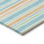 8' X 8' Teal Yellow and Green Round Striped Washable Non Skid Indoor Outdoor Area Rug