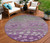 8' Purple And Gray Round Floral Washable Indoor Outdoor Area Rug - Purple, Gray