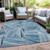 8' X 10' Blue And Teal Blue Geometric Washable Indoor Outdoor Area Rug