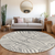8' Gray And Ivory Round Animal Print Washable Indoor Outdoor Area Rug