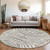 8' Gray And Ivory Round Animal Print Washable Indoor Outdoor Area Rug - Gray, Ivory